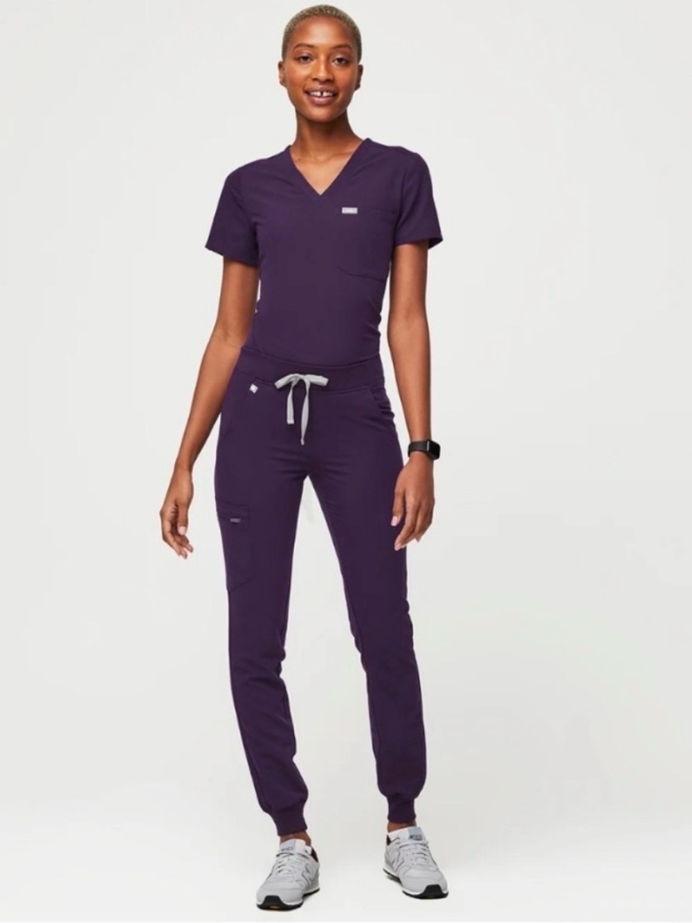 FIGS Catalina Scrub Top & Zamora High Waist Joggers Matching Purple Scrub Set